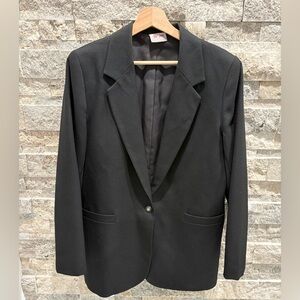 TanJay Black Tailored Blazer | Women’s Classic Single Button Work Jacket size 12